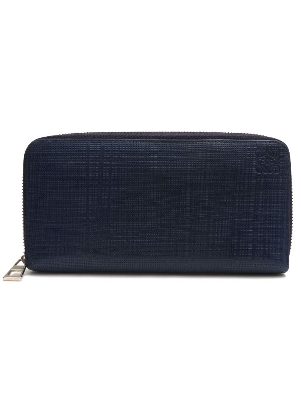 Loewe Wallet Leather Navy Zip Around Anagram Embossed Coin Purse Round
